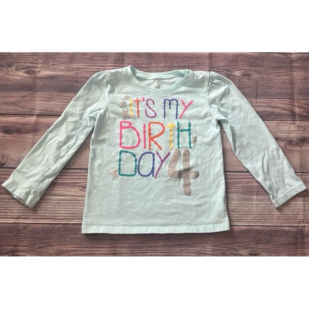 Children’s Place Girls 4T Birthday shirt, Long Sleeves